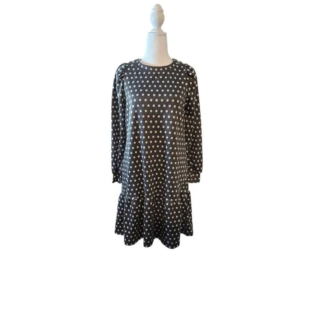 Loft Women's Size Small Grey/White Polka Dot Sheath Dress